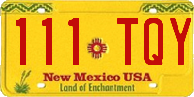NM license plate 111TQY