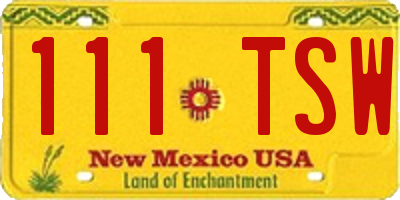 NM license plate 111TSW