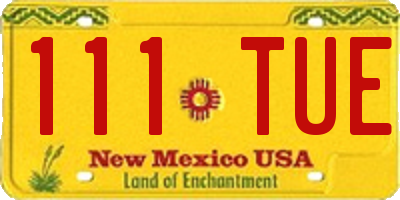 NM license plate 111TUE