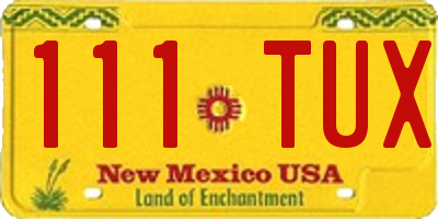 NM license plate 111TUX