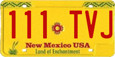 NM license plate 111TVJ