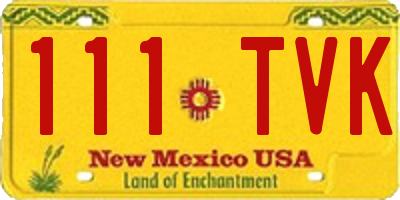 NM license plate 111TVK