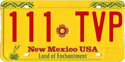 NM license plate 111TVP