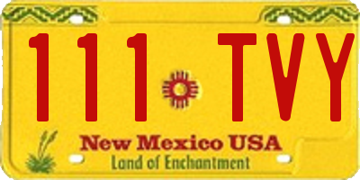 NM license plate 111TVY