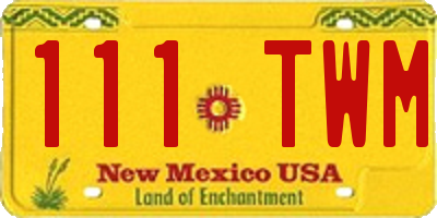 NM license plate 111TWM