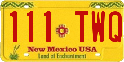 NM license plate 111TWQ