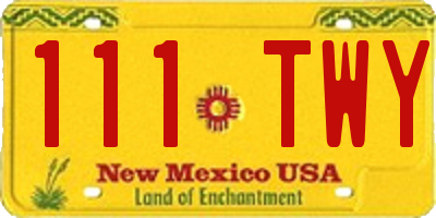 NM license plate 111TWY