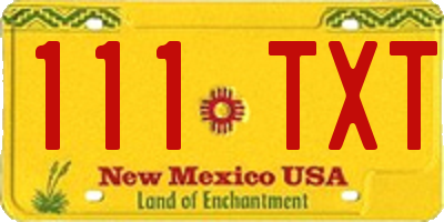 NM license plate 111TXT