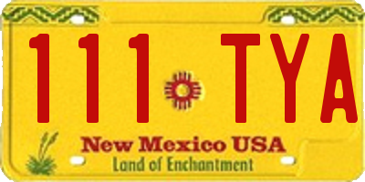 NM license plate 111TYA