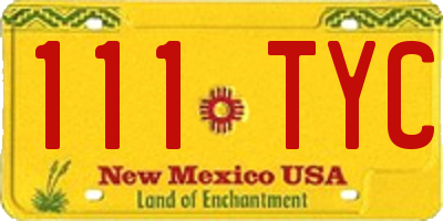 NM license plate 111TYC