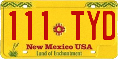 NM license plate 111TYD