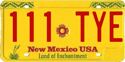 NM license plate 111TYE