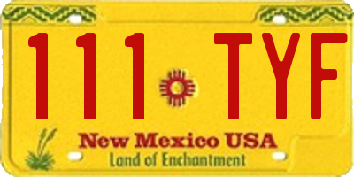 NM license plate 111TYF
