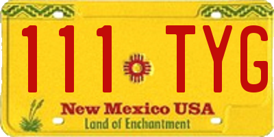 NM license plate 111TYG