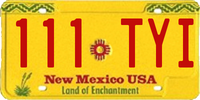 NM license plate 111TYI
