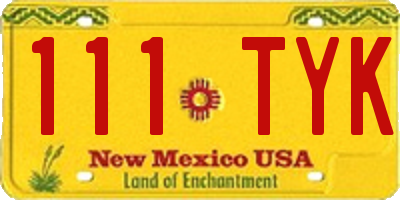 NM license plate 111TYK