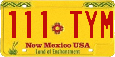 NM license plate 111TYM