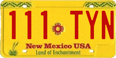 NM license plate 111TYN