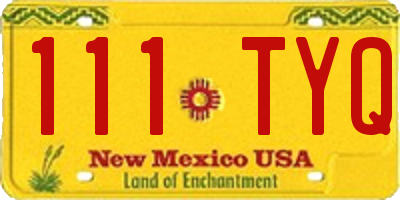 NM license plate 111TYQ