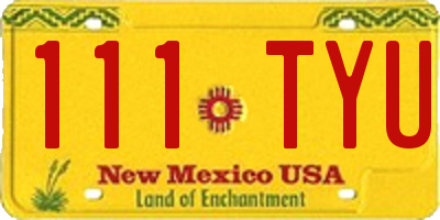 NM license plate 111TYU