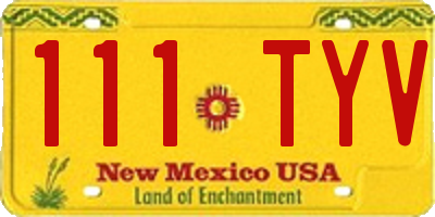 NM license plate 111TYV