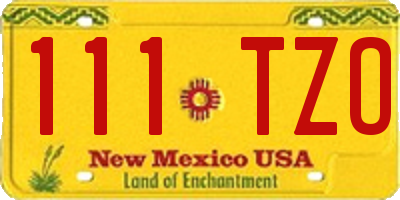 NM license plate 111TZO