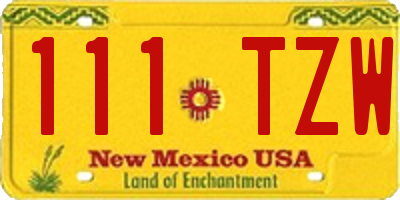 NM license plate 111TZW