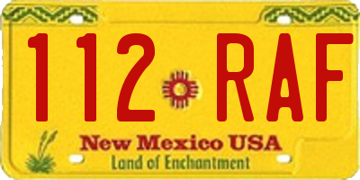 NM license plate 112RAF