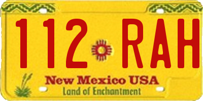 NM license plate 112RAH