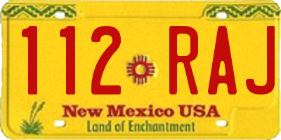 NM license plate 112RAJ