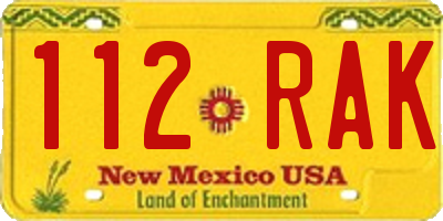 NM license plate 112RAK