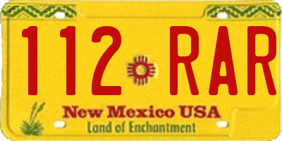 NM license plate 112RAR