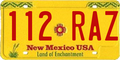 NM license plate 112RAZ