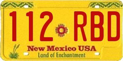 NM license plate 112RBD