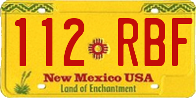 NM license plate 112RBF