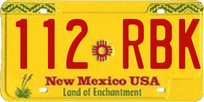 NM license plate 112RBK