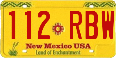 NM license plate 112RBW