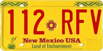 NM license plate 112RFV