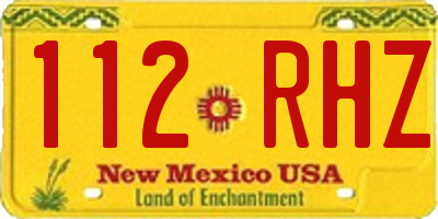 NM license plate 112RHZ