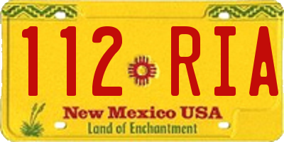 NM license plate 112RIA