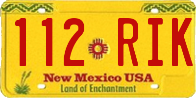 NM license plate 112RIK