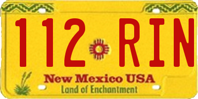 NM license plate 112RIN