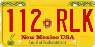 NM license plate 112RLK