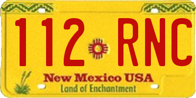 NM license plate 112RNC