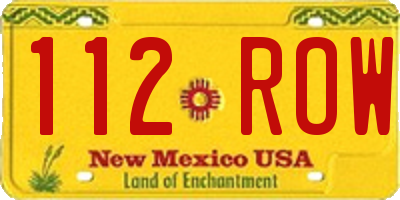 NM license plate 112ROW