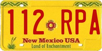 NM license plate 112RPA
