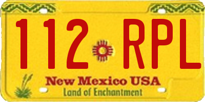 NM license plate 112RPL