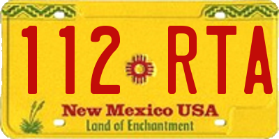 NM license plate 112RTA
