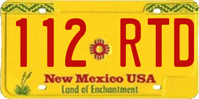NM license plate 112RTD