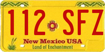 NM license plate 112SFZ